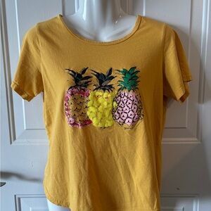 Pineapple Print Yellow Tee